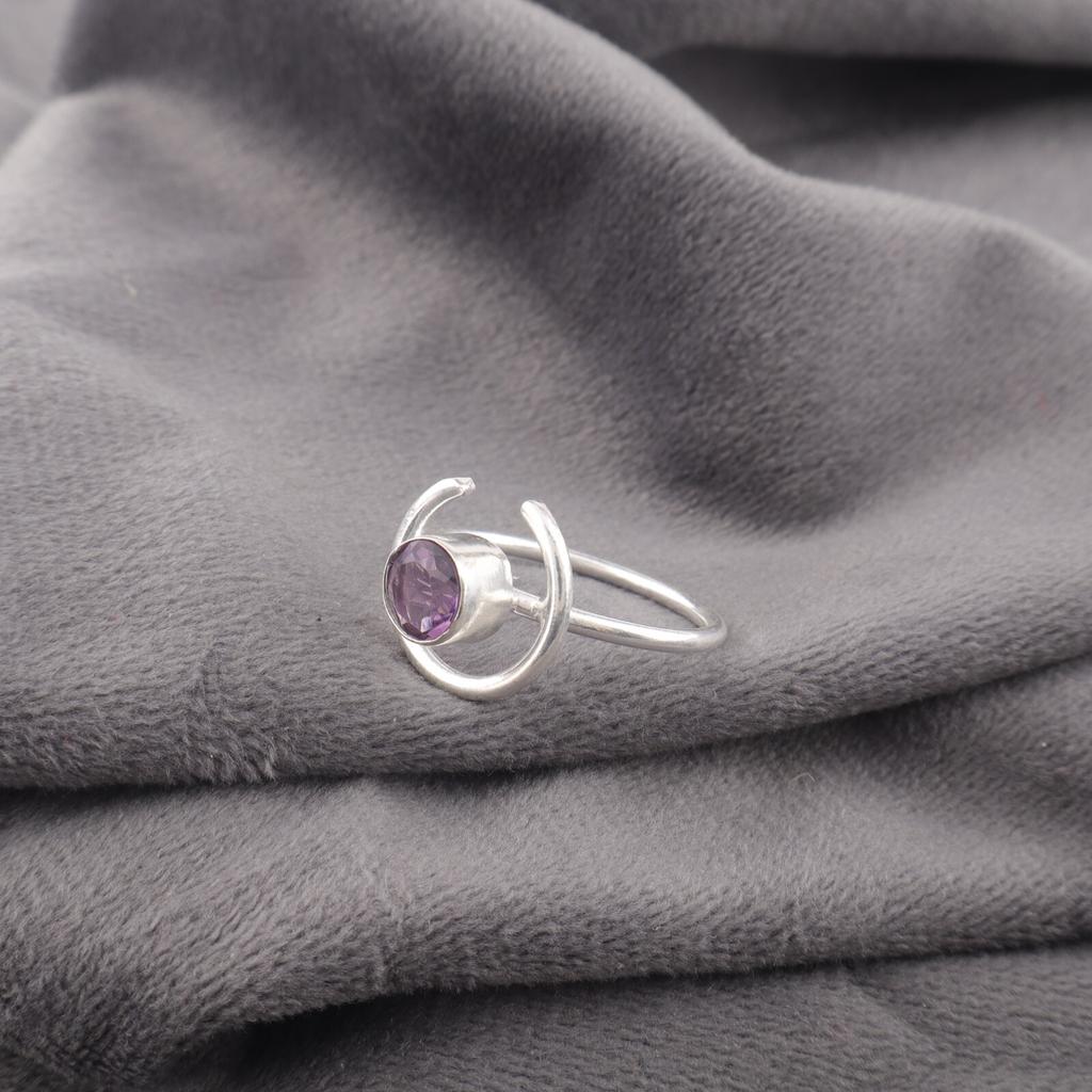 Purple Amethyst Gemstone Ring 925 Sterling Silver Handmade Jewelry Ring For Her RR-54-8
