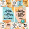 Decorably 12 Math Posters for High School, 11x14in Pirational Matte-Laminated Classroom & Library Decor - for Hallways, Bulletin Boards, Home Study