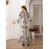 Magic Queen Middle East Saudi Robe Flower Positioning Print Beads Arabic A Word Dress Dresses