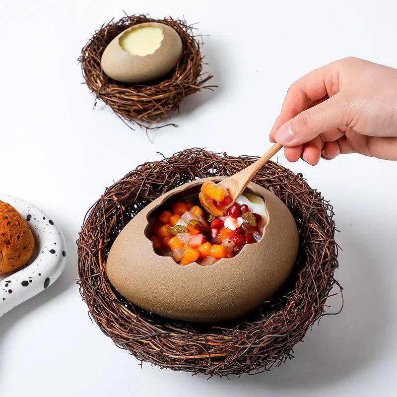 Creative Ceramic Egg Shell Bowl Dessert Shop Restaurant Dessert Ice Cream Bowl Eggshell Vase Creative Tableware