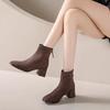 Short boots 2026 spring and autumn new style boots with thick heel and plush black women's boots