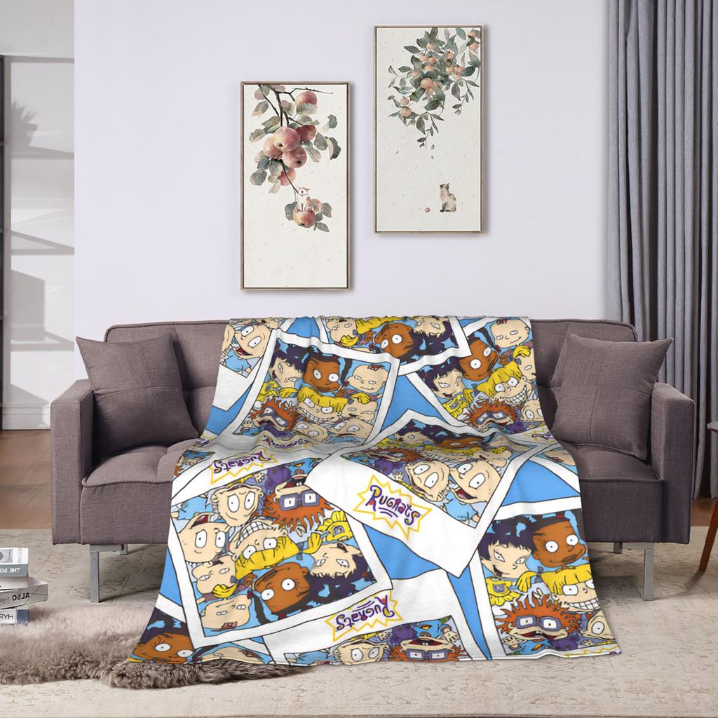Rugrats Playful Character Blankets  Warm Soft Plush Throw Blanket For Couch Chair Airplane Travel Flannel Bedspread Bed Cover