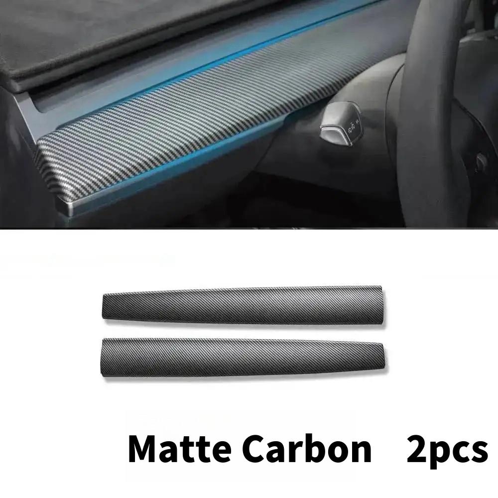 Car Dashboard Cover For Tesla Model 3 Y Door Dash Trim Panel Carbon Fibre ABS Interior Accessories Sticker 2021-2024 New