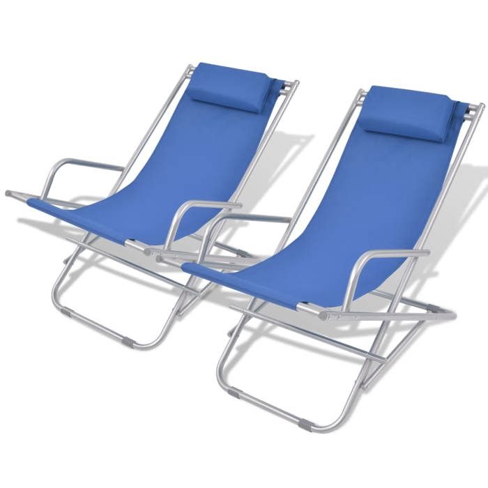 VidaXL 2x Chaises Inclinables de Terrasse Bain de Soleil de Jardin Transat de Patio Chaise Longue de Terrasse Plage Camping 42935