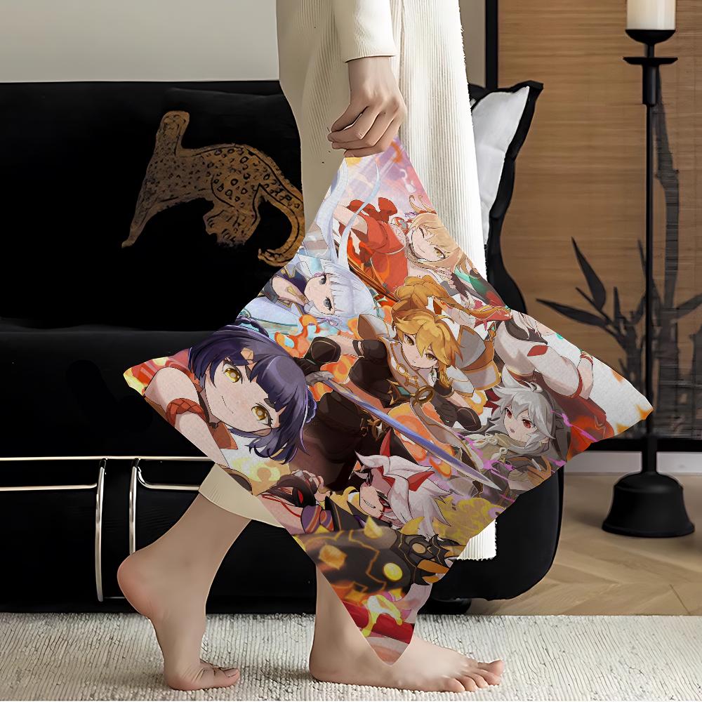 

Genshin Impact Anime Cushion Cover Pillow Cover Decor Pillowcase Printed Cushion Case for Couch 16x16Inch