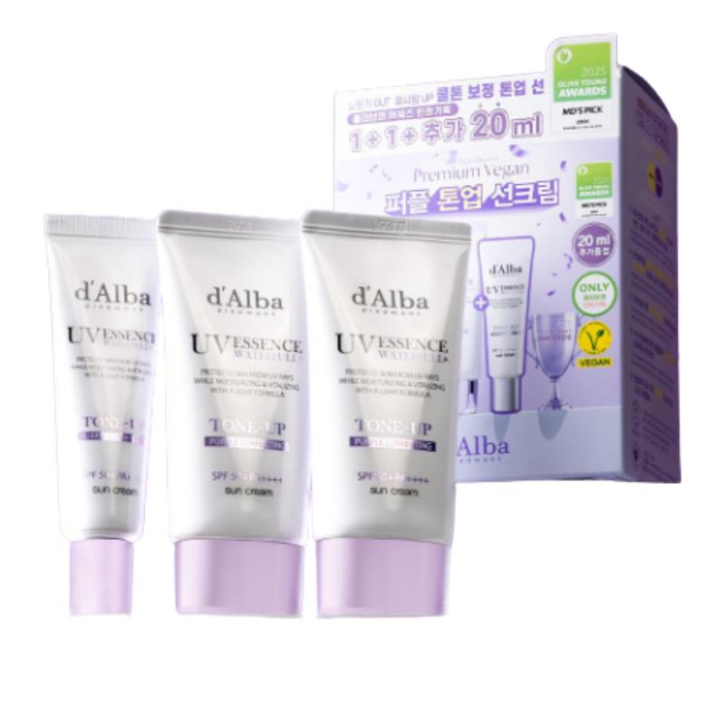 

Солнцезащитный крем d’Alba Purple Tone-Up Sun Cream Набор-победитель 2025, 50 мл × 2, Сияющий лавандовый уход