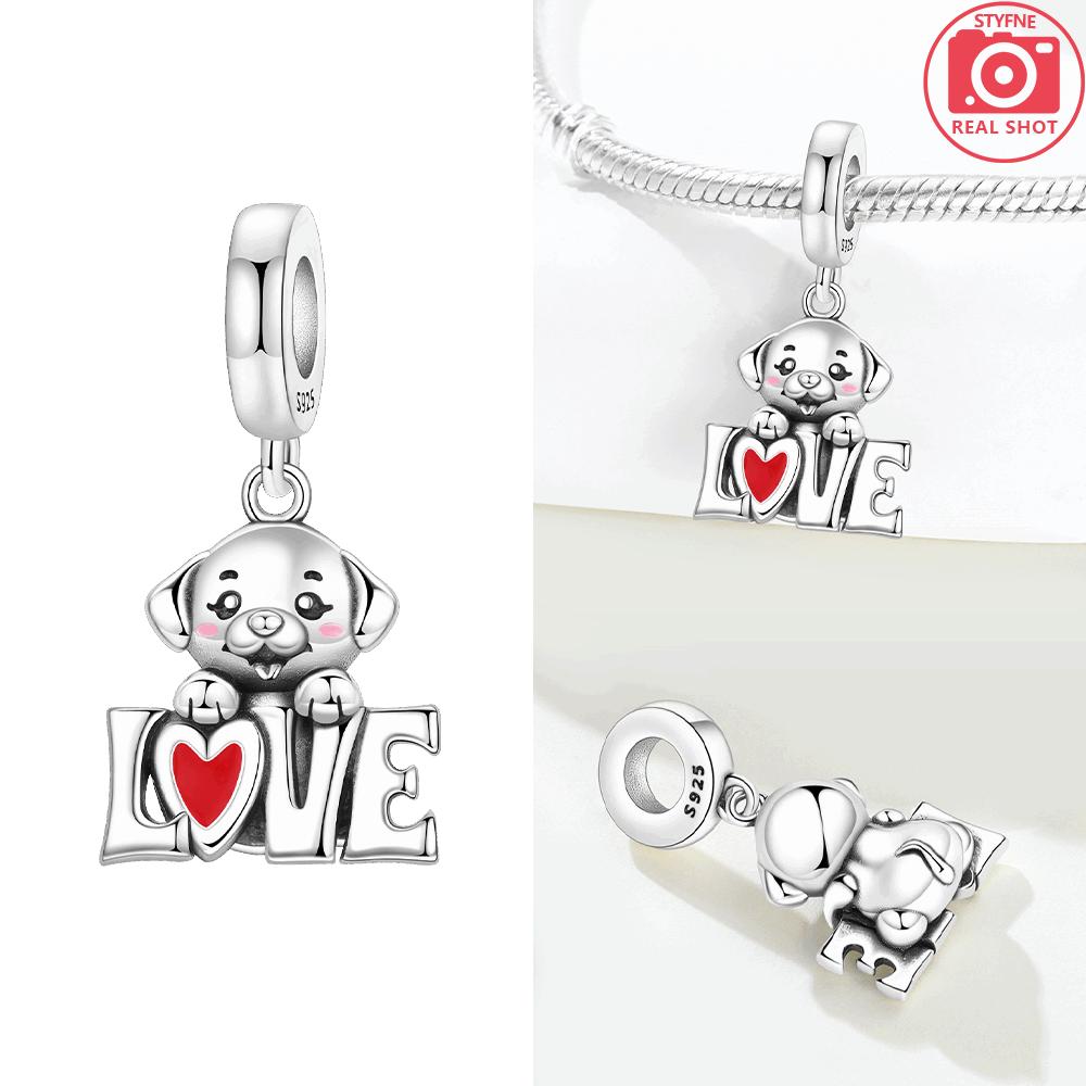 Elegant Original Charms Copper Animal Cat Dog Heart Embracing Mother Child Cats Beads Fit Bracelet Women Diy Valentine Gift