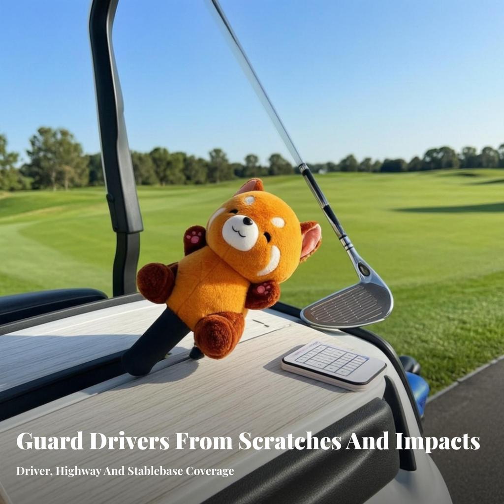 Cartoon Orange and Black Bear Headcover Soft Golf Cover