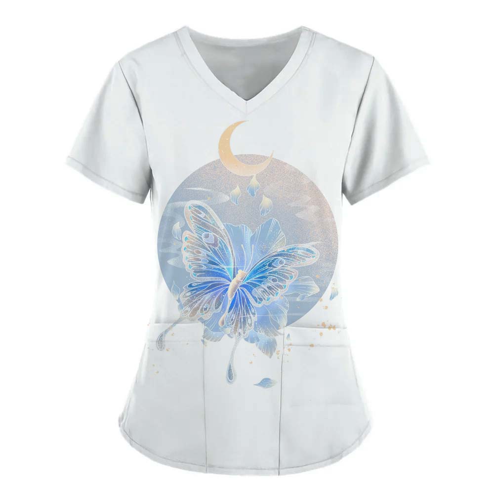Butterfly Element 3D Digital Printed Women's Personalized and Fashionable Round Neck Short Sleeved T-shirt