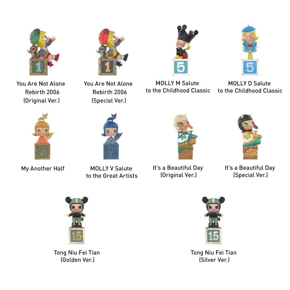 POP MART Molly Anniversary Classic Retro Series 2 Blind Box Figure Toys Gacha Plastic Model Gift