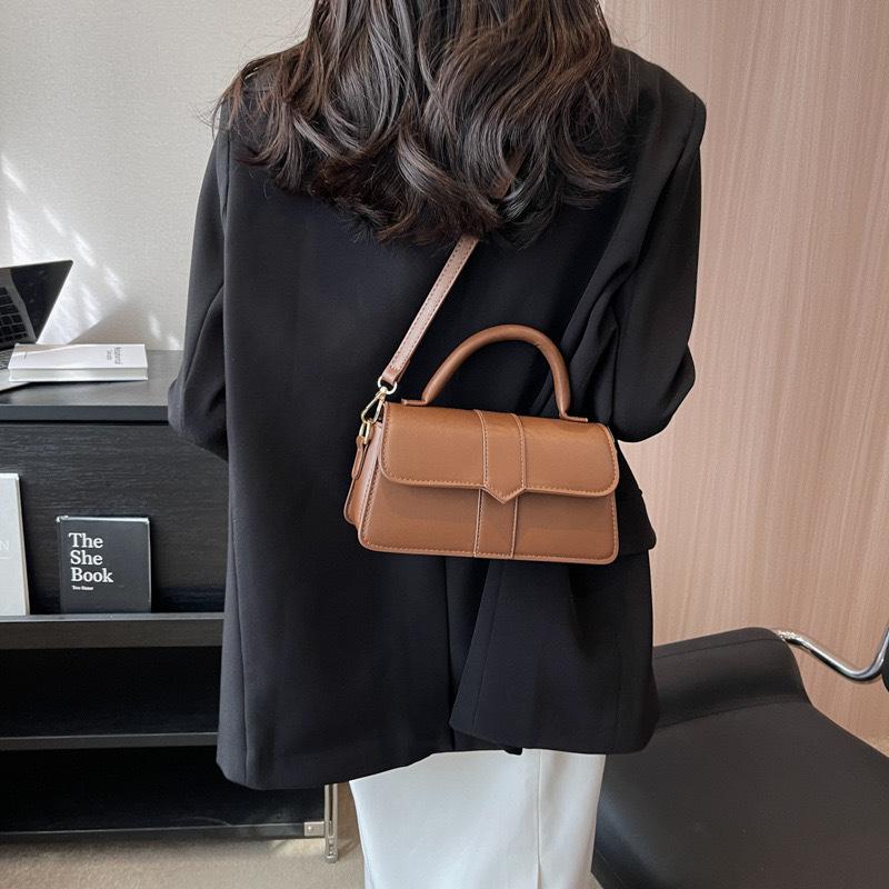 Vintage PU Leather Square Satchel for Women Fashion Crossbody Shoulder Bag Underarm Handbag