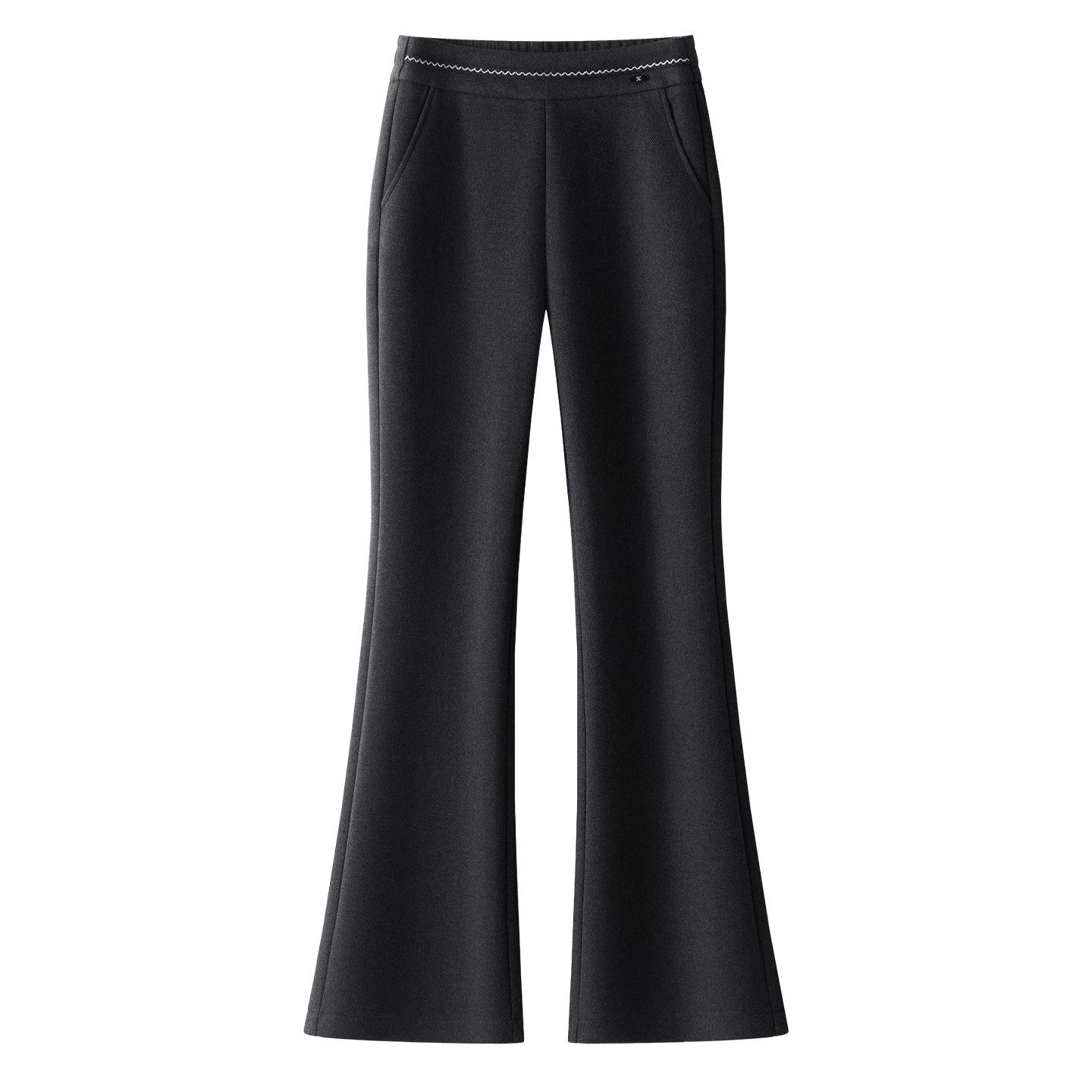 

Women s Coffee Micro-Flare Pants: 2025 Winter, High-Waisted, Slim Fit, Body-Shaping, Fleece-Lined, Straight-Leg Flare, Long Style XL