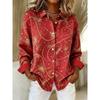 Christmas Women's Shirt Graphic Santa Claus Elegant Vintage Tropical Long Sleeve Shirt Collar Regular Tops Daily Holiday Winter
