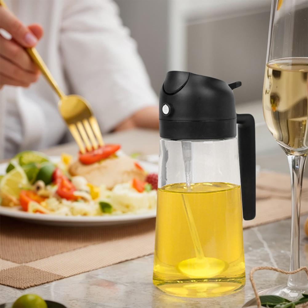 Cooking Oil Spray Glass Jar 2 In 1 Oil Dispenser and Vinegar Sprayer 470ml/16oz Kitchen Oil Sprayer Mister for Cooking Air Fryer
