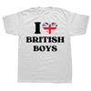 Funny I Love British Boys T Shirts Graphic Cotton I Red Heart British Boys Britain United Kingdom Gifts Summer Tshirt Men