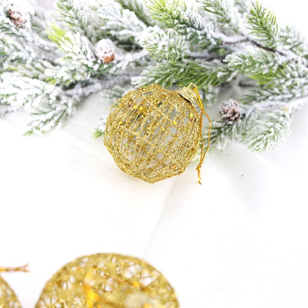 3/6pcs Delicate Christmas Iron Wire Ball Gold Christmas Tree Decoration Pendant Hollow Ball  Office