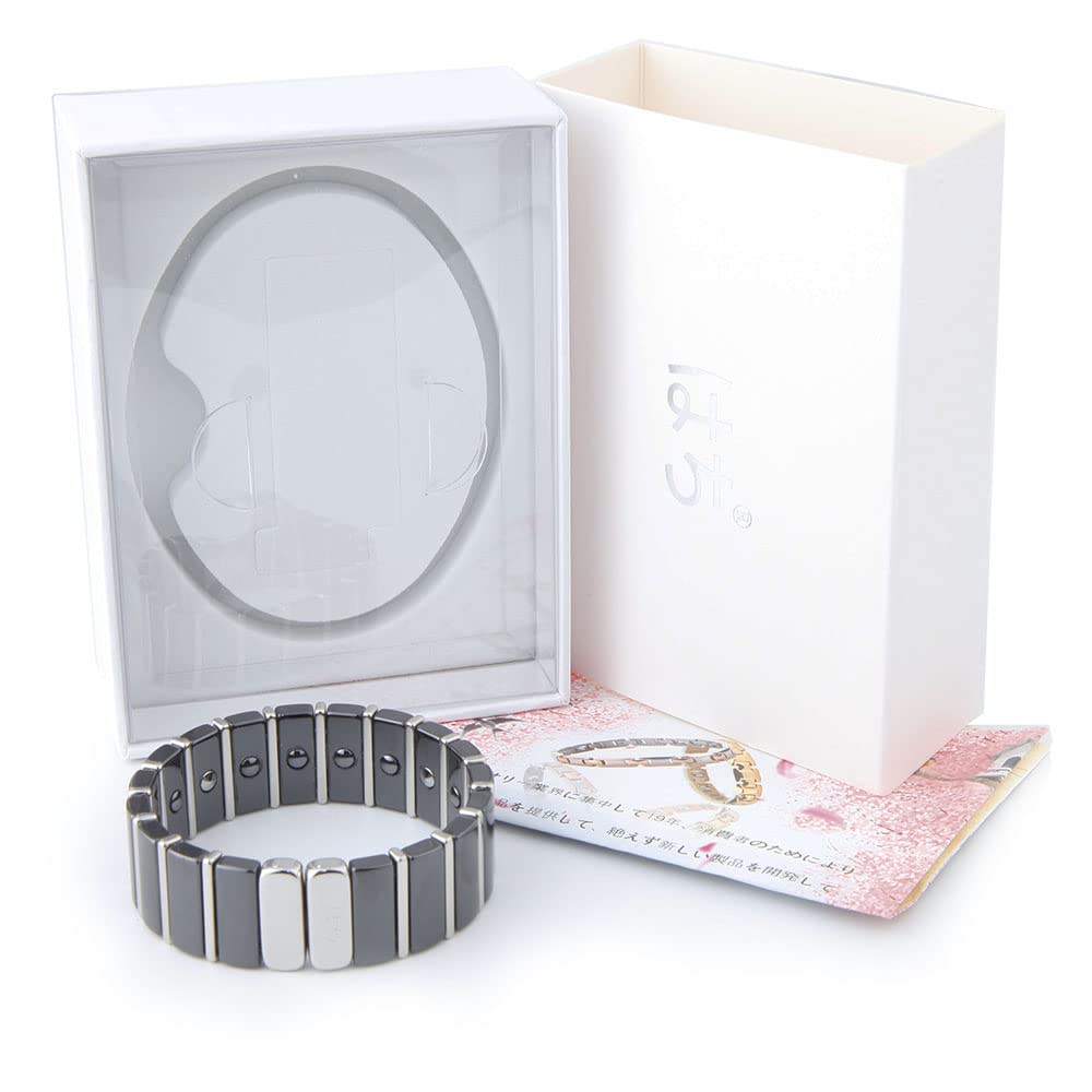 Hachi Ceramic Bangle with Germanium Bracelet for Men and Women, Magnetic Bangle, Anti-Static Bracelet, Health Accessory (18cm, Black)