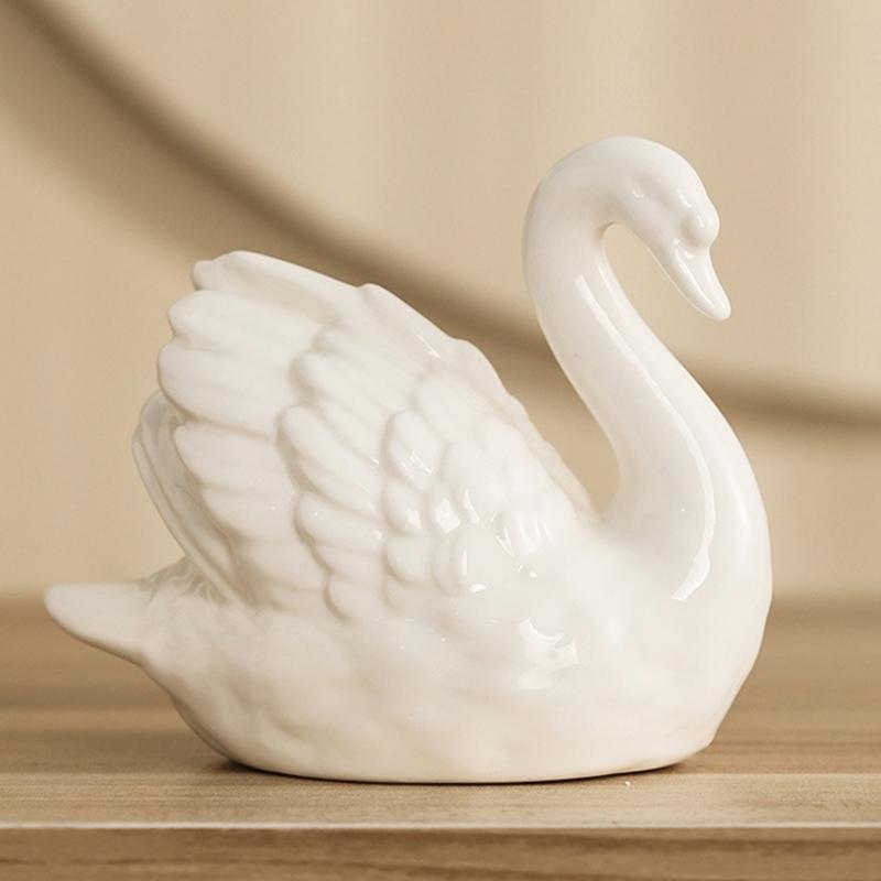 Künstlerische Keramik-Entenfigur in Schwarz oder Weiß Elegante Tierfigur für Schreibtisch-Dekoration und Heimdekoration