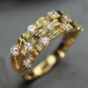 Huitan Hyperbole Wide Ring for Women Gold Color Luxury Twist Design Band Cocktail Rings Fashion Female Accessories Party Jewelry