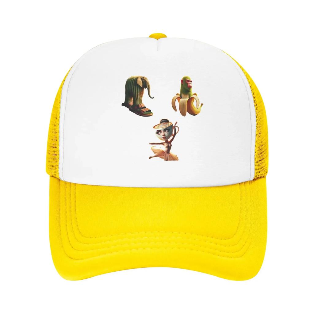 Italienische Brainrot Charakterkombinationen 3 Elefant Sport Netz Baseballkappen Für Herren Frühling Männlich Strand Golfmütze Schirmmütze