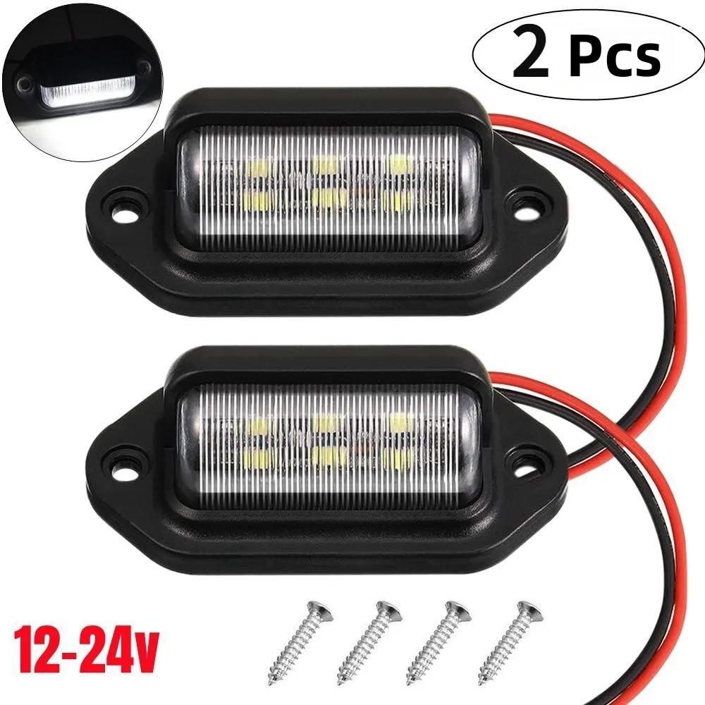 

6 светодиодных фонарей для номерного знака автомобиля, водонепроницаемые, белые, для фургона, прицепа, лодок, грузовиков 2-Pcs чёрный