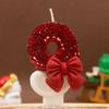 Red White Sequins Bow 0-9 Birthday Digital Candle - Creative Premium Cake Decoration
