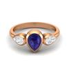 Pear Shape Lapis Gemstone Rose Gold Plated 925 Sterling Silver Ring