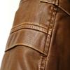 Men's leather jacket autumn and winter middle-aged and elderly PU leather jacket stand-up collar piled thickened locomotive trendy jacket
