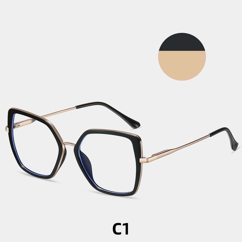 87186 Metal Glasses Frame Geometric Frame Glasses Frame Optical Glasses Color Matching Anti-Blue Light Glasses Computer Glasses Frame