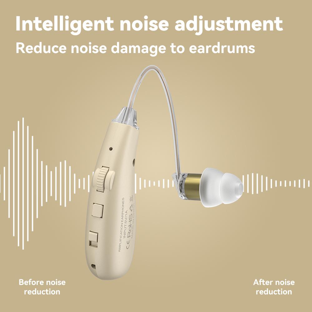 Rechargeable Over-the-Ear Hearing Aid Headphones for the Elderly with Noise Reduction and Affordable Pricing