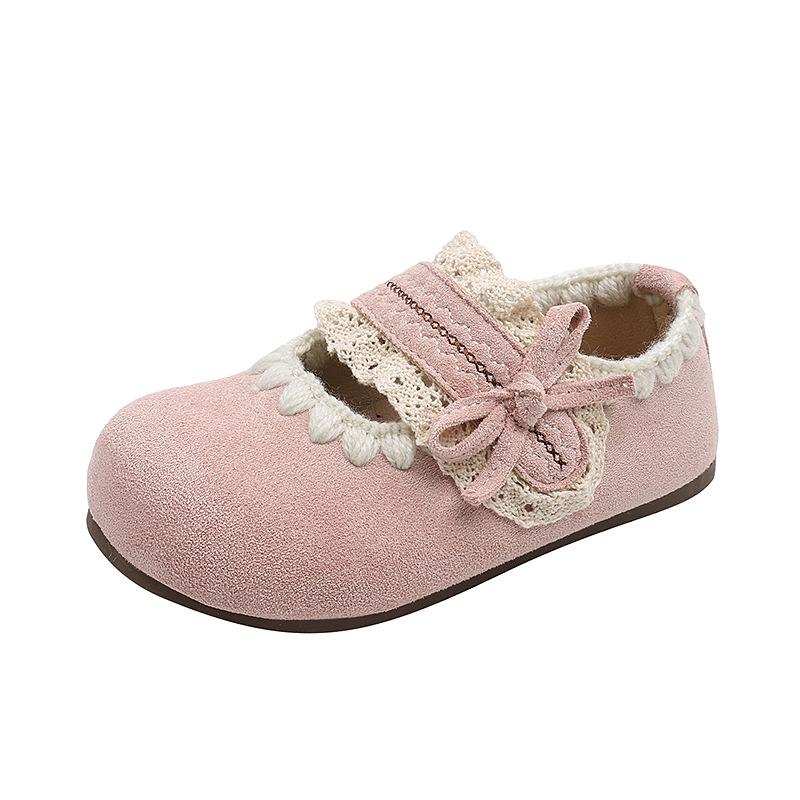 French lace small leather shoes New Year s Eve girls bow princess shoes with skirt 13.5cm inside size 21 розовый