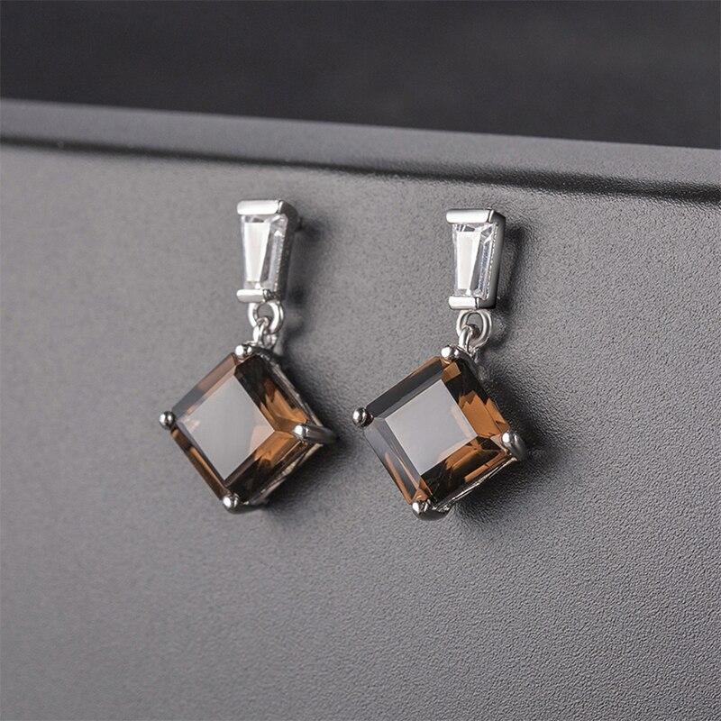 925 Sterling Silver Gemstone Jewelry Sets For Women Natural Smoky Quartz Earrings Trend Halloween Luxury Fine Jewelry