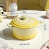 Gradient Ceramic Underglaze Stew Pot with Lid - Double Ear Bowl for Soup, Stews, or Steamed Eggs