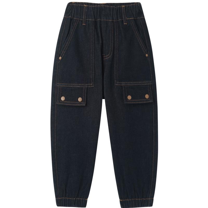 MiniPeace Boys Fleece-Lined Denim Cargo Pants 130