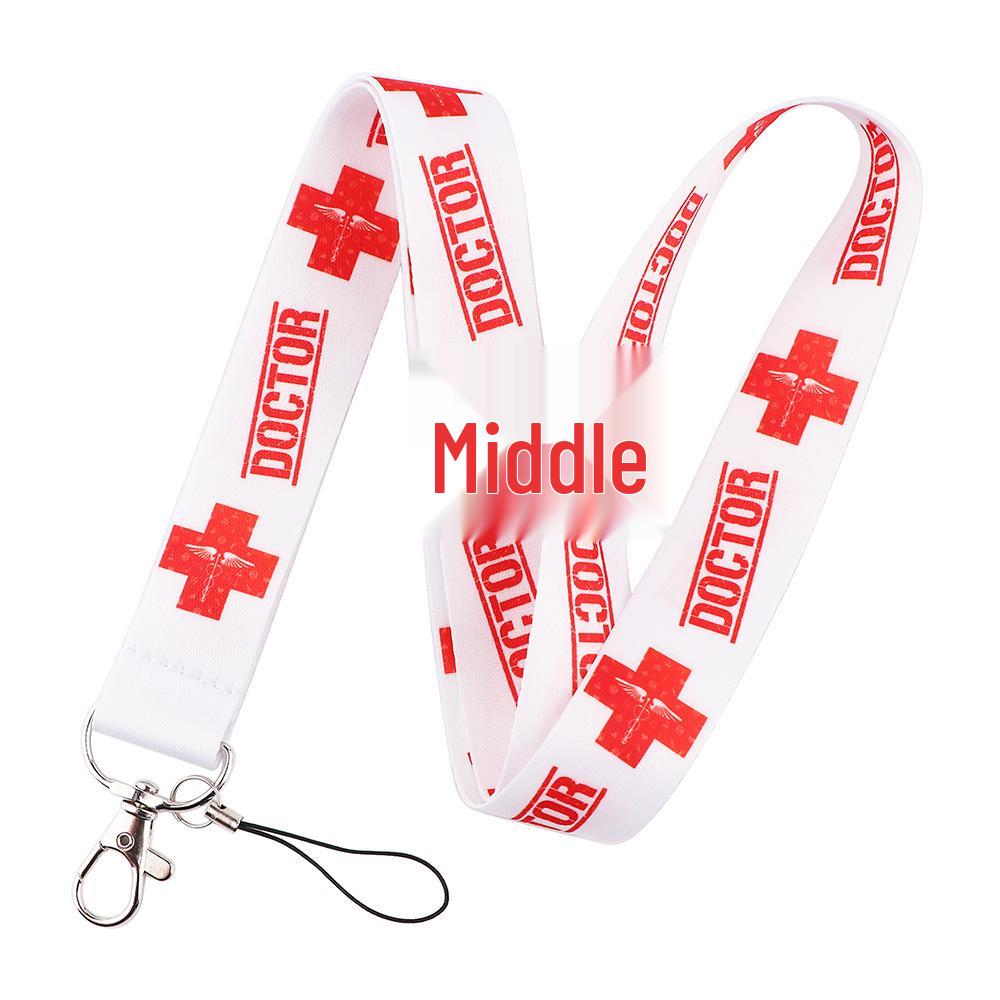 Cartoon Doctor Mobile Phone & ID Lanyard - Fashionable, Sturdy, and Durable Polyester Pendant