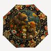 Bears, FloralThemed Automatic Opening and Closing Umbrella 8 Ribs, Suitable for Leisure and Going Out, Outdoor Accessory, Gothic Style, Fa