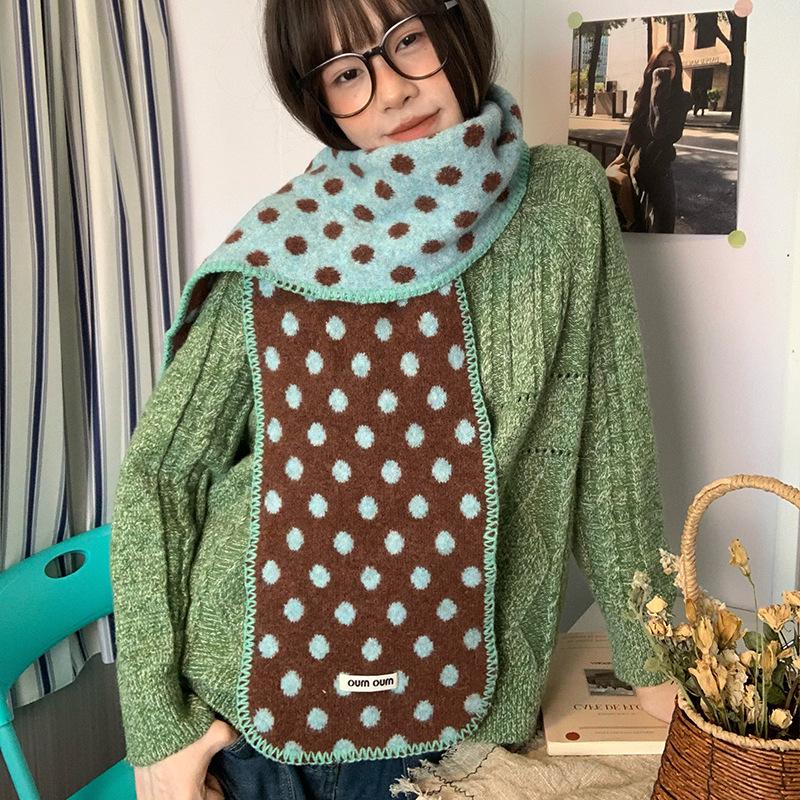 Luochi Knitting~Mu Series Polka Dot Scarf: Soft, Versatile, Warm Neck Warmer for Men and Women, Perfect for Autumn and Winter.