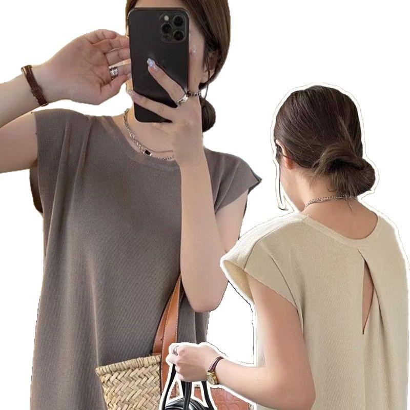 Women's Retro Sleeveless Drapey Dress - Maternity Friendly, Casual Slim Fit, Round Neck, Long Length for Autumn.