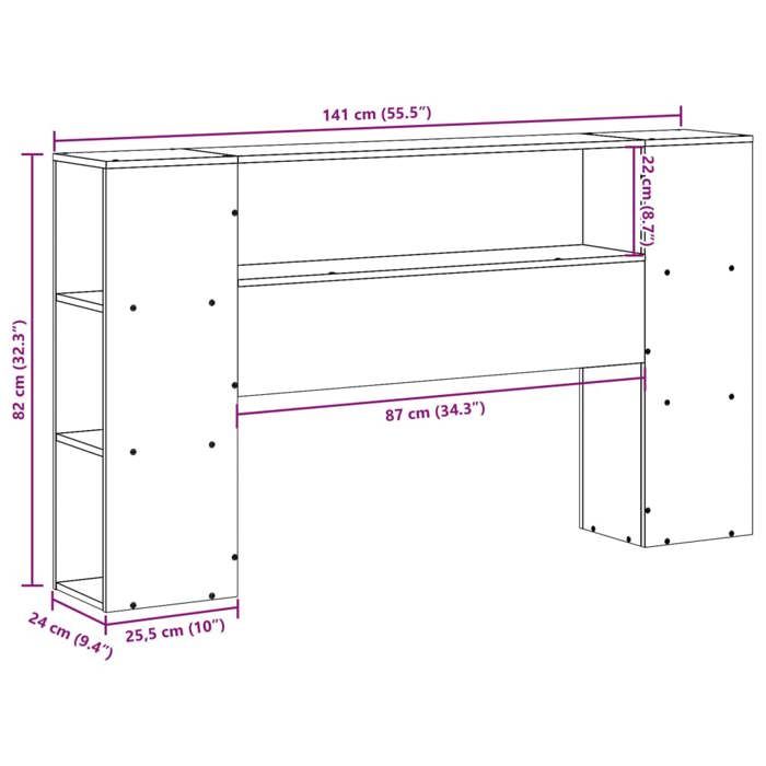 VidaXL Tête de lit avec rangement blanc 135 cm bois massif de pin, tête de lit en bois, tête de lit avec rangement, tête de 855634