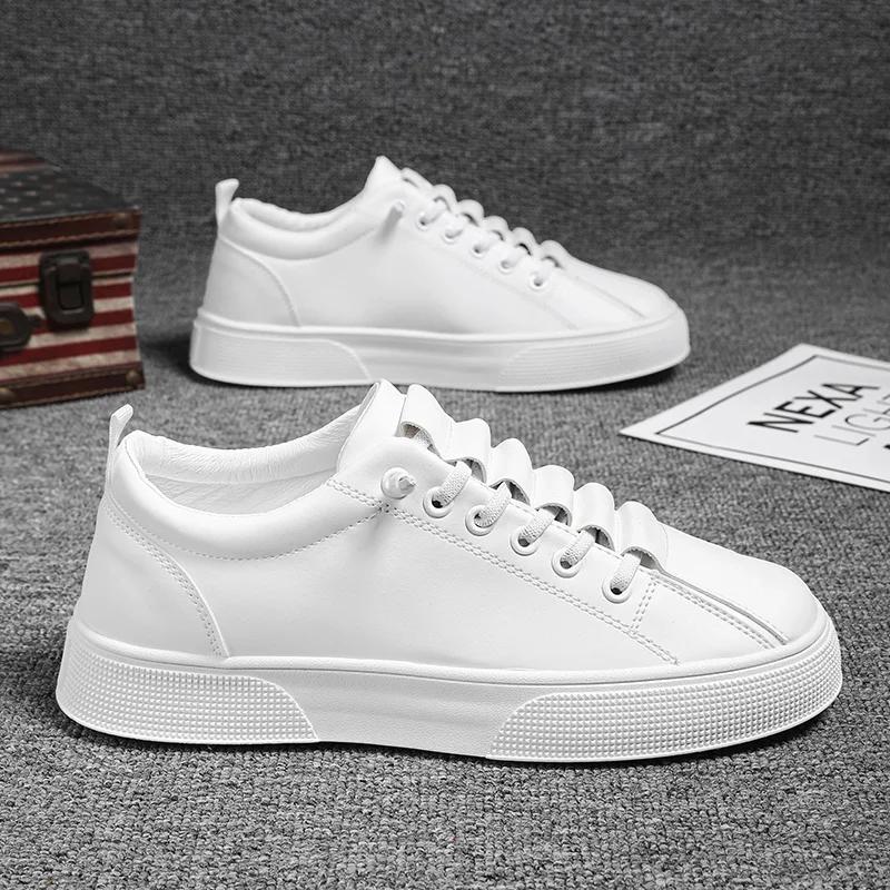 2025 New Classic Black Shoes Men Fashion Leather Sneakers Comfortable Slip-On Loafers Flats Sneakers Men Casual Skateboard Shoes