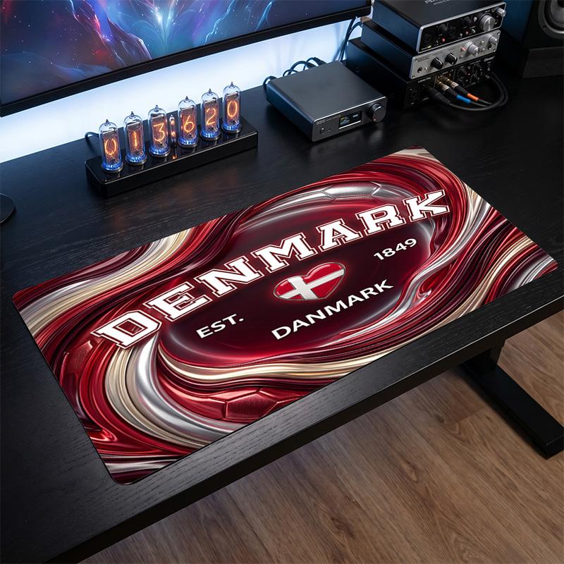 Denmark Football Crest Mouse Pad, Extended Non Slip Rubber Desk Mat for Gaming Office Laptop Fan Gift