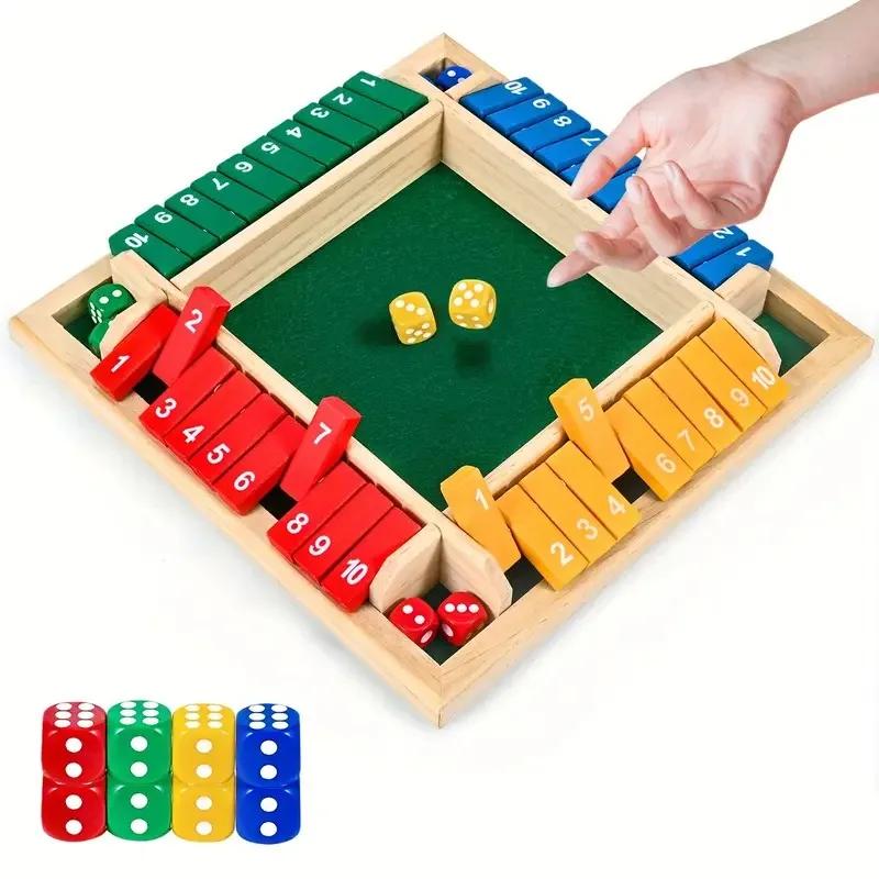 Wooden Dice Game Board, Family Party Fun Board Game, Multi-Color Chessboard Number Game, Ideal for Family Gatherings