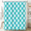 Blue And White Geometric Flower Shower Curtain Decor For Bathroom Modern Floral Design Waterproof Fabric Easy Install Hook Inclu