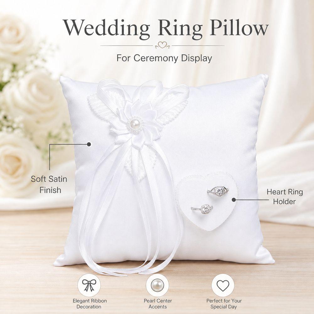 Handmade Bridal Ring Cushion Polyester Wedding Ring Holder Wedding Ring Pillow  Engagement Ceremony