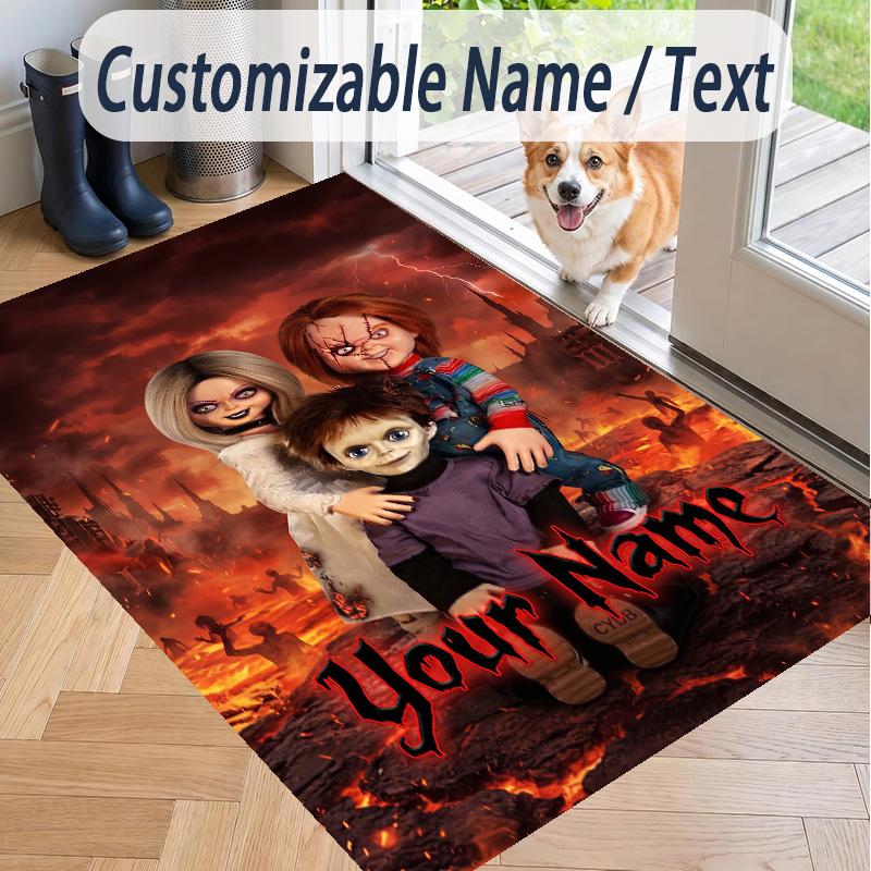 Custom Text Child's Play Chucky Tiffany Pattern Floor Rug Soft Indoor Carpet Mat Living Room Bedroom