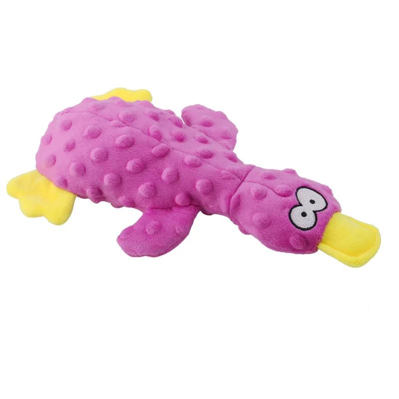 Cute Plush Duck Squeaky Dog Toy with Sound Stuffed Animal Chew Rope Teeth Cleaning Pet Accessories