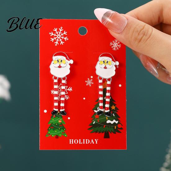 Hanging Earrings 1 Pair Women Christmas Tree Elk Santa Bell