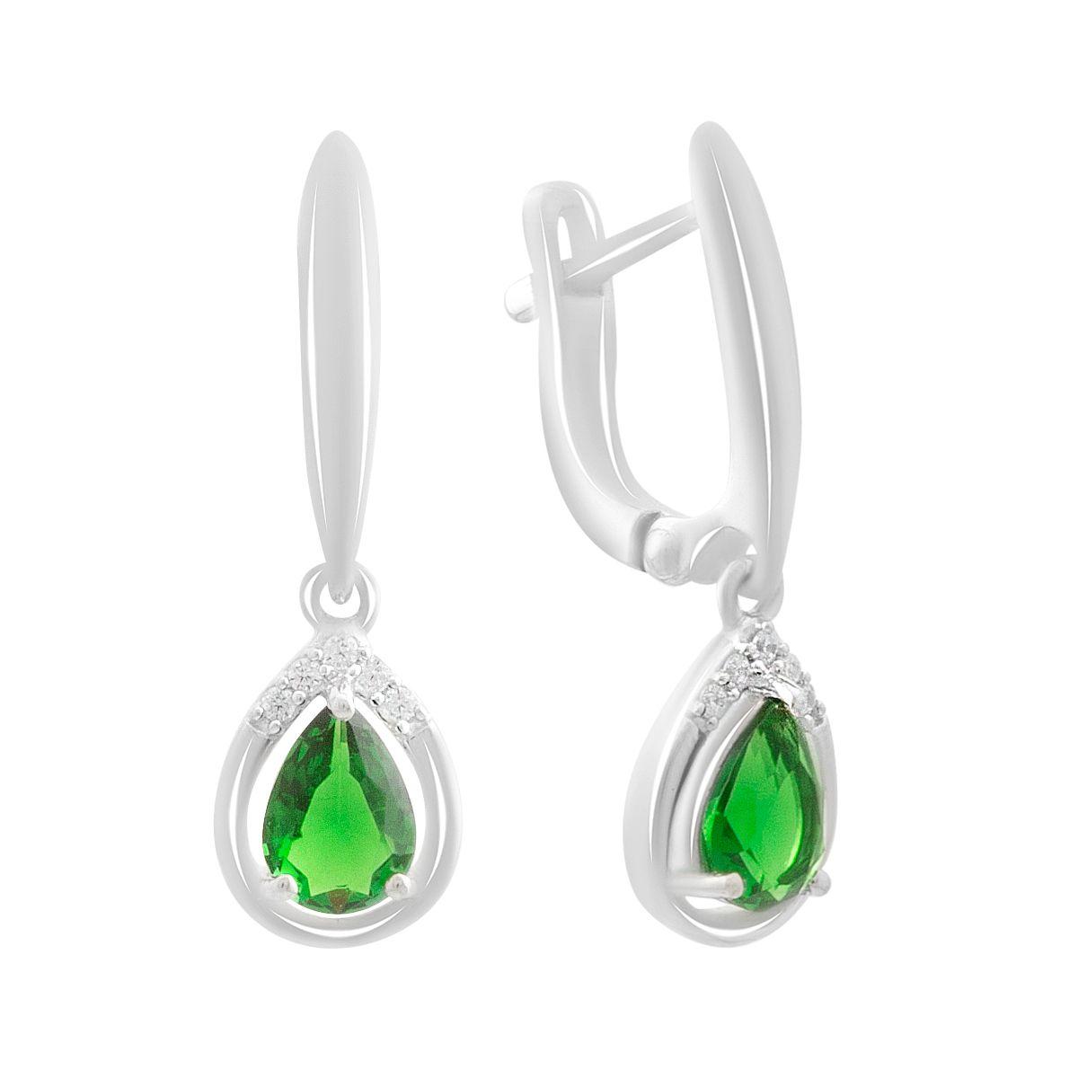 

Silver earrings with nano emerald 1.202ct (2192220) смарагдовий