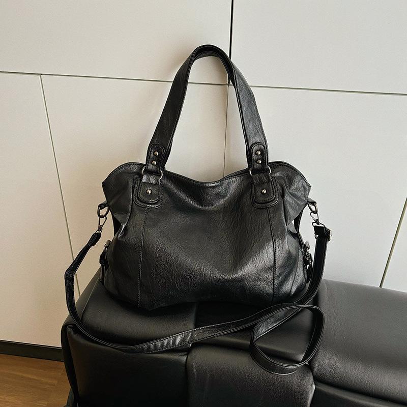 

Ретро сумка-мессенджер женская большой вместимости 2025 новая весенне-летняя повседневная популярная наплечная сумка-тоут чёрный