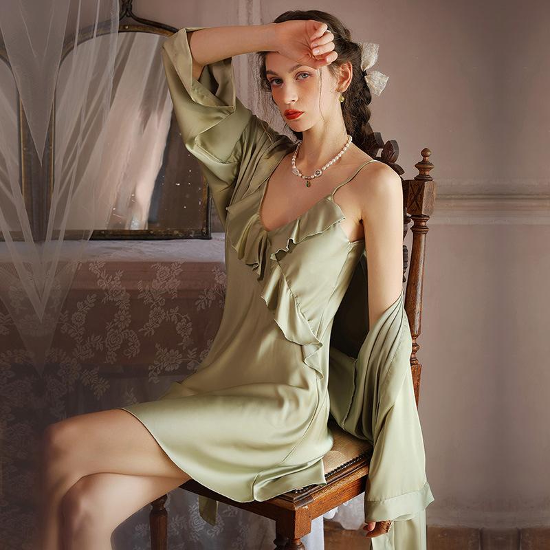 Pink Bride Bridesmaid Wedding Robe Nightgown Set Sexy Female Sleepwear Nightdress Summertime Kimono Bathrobe Gown Baggy Home Wear